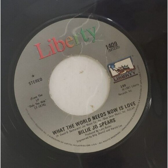Record 45 RPM Vinyl  Billie Jo Spears- What The World Needs Now Is Love/Snowbird - Picture 3 of 4
